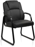 Leather Guest Chair with Padded Arm Rest for Reception Meeting Conference and Waiting Room Side Office Home