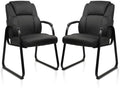 Leather Guest Chair with Padded Arm Rest for Reception Meeting Conference and Waiting Room Side Office Home