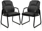 Leather Guest Chair with Padded Arm Rest for Reception Meeting Conference and Waiting Room Side Office Home