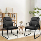 Leather Guest Chair with Padded Arm Rest for Reception Meeting Conference and Waiting Room Side Office Home, alternate view 2
