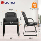 Leather Guest Chair with Padded Arm Rest for Reception Meeting Conference and Waiting Room Side Office Home, alternate view 3