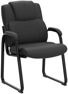 Leather Guest Chair with Padded Arm Rest for Reception Meeting Conference and Waiting Room Side Office Home, alternate view 6