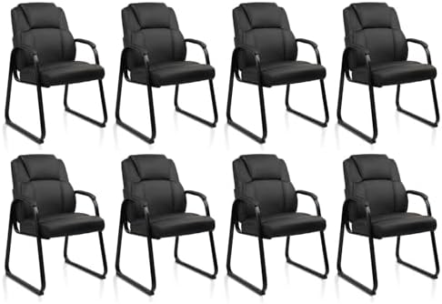 Leather Guest Chair with Padded Arm Rest for Reception Meeting Conference and Waiting Room Side Office Home