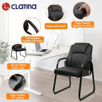 Leather Guest Chair with Padded Arm Rest for Reception Meeting Conference and Waiting Room Side Office Home, alternate view 4
