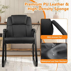 Leather Guest Chair with Padded Arm Rest for Reception Meeting Conference and Waiting Room Side Office Home, alternate view 7