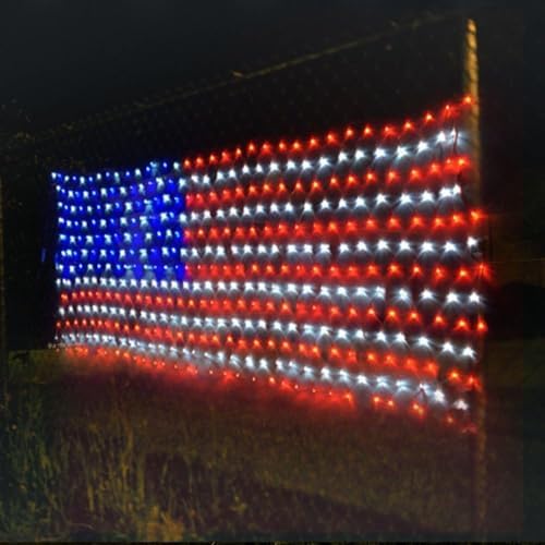 LED American Flag Lights,6.5ft*3.2ft Waterproof Led Flag Net Light Outdoor for 4th of July Decorations, alternate view 5