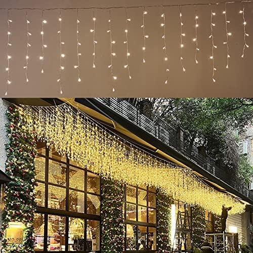 LED Ceiling Icicle Lights, 13FT 96 LEDs 8 Modes Twinkle Christmas Hanging Fairy String Curtain Lights for