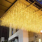LED Ceiling Icicle Lights, 16.4FT 216 LEDs 8 Modes Twinkle Christmas Hanging Fairy String Curtain Lights for
