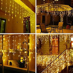 LED Ceiling Icicle Lights, 16.4FT 216 LEDs 8 Modes Twinkle Christmas Hanging Fairy String Curtain Lights for, alternate view