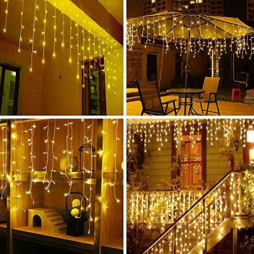 LED Ceiling Icicle Lights, 16.4FT 216 LEDs 8 Modes Twinkle Christmas Hanging Fairy String Curtain Lights for, alternate view