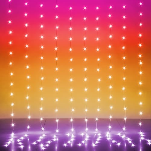 LED Curtain Lights 10ft x 8ft, 240 RGB Color Changing Fairy Lights