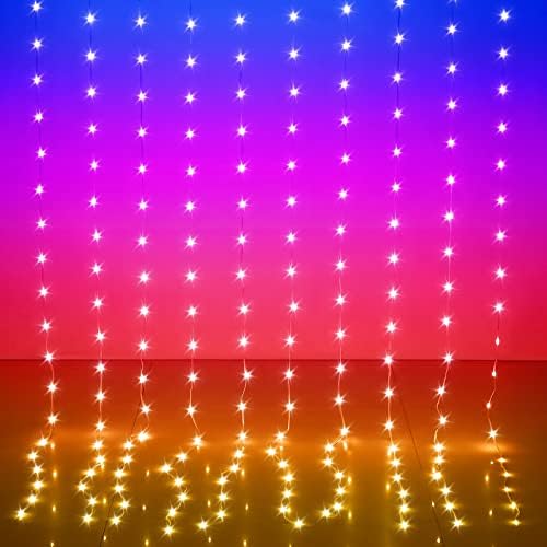 LED Curtain Lights, 9.8ft x 7.8ft 240 LED RGB Color Changing String Fairy Lights Curtain-Smart APP Control