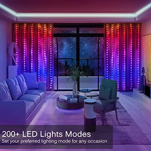 LED Curtain Lights, 9.8ft x 7.8ft 240 LED RGB Color Changing String Fairy Lights Curtain-Smart APP Control, alternate view 3