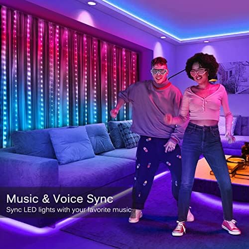 LED Curtain Lights, 9.8ft x 7.8ft 240 LED RGB Color Changing String Fairy Lights Curtain-Smart APP Control, alternate view 4
