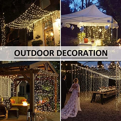 LED Curtain Lights Outdoor 12ft x10ft, 360 LED Plug in Hanging String Lights Indoor Bedroom, Twinkle Light, alternate view 4