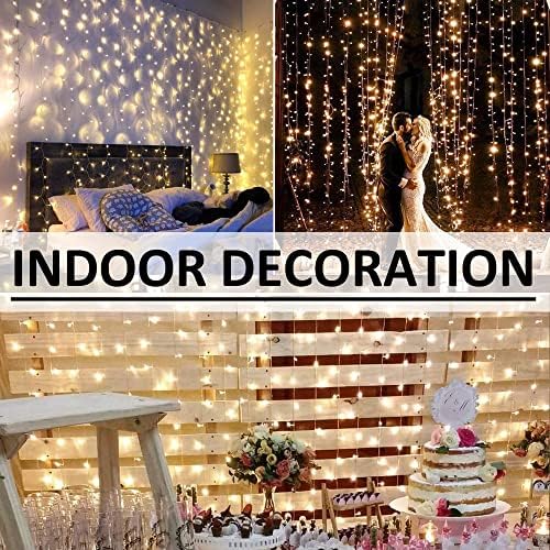 LED Curtain Lights Outdoor 12ft x10ft, 360 LED Plug in Hanging String Lights Indoor Bedroom, Twinkle Light, alternate view 5