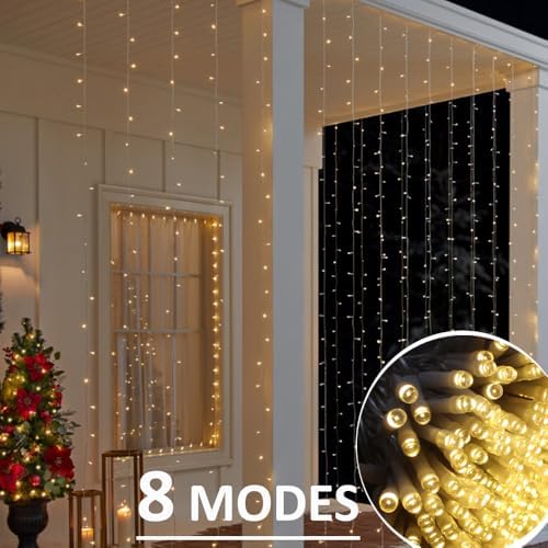 LED Curtain Lights Outdoor 50ft x10ft, 1000 LED Plug in Hanging String Lights Indoor Bedroom, Twinkle Light, alternate view 3