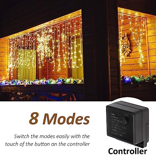 LED Curtain Lights Outside 40ft x 3ft for Backyard, 600 LED Plug in Hanging Fence String Lights Outdoor, alternate view 5