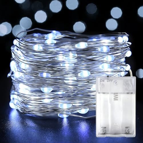 LED Fairy Lights Battery Operated 20FT 60 LEDs Silver Wire String Lights Twinkle Lights Starry Fairy String