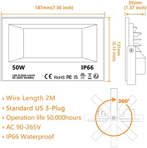 Led Flood Light 500W Equivalent, RGBW Led Outdoor Colored Floodlight, alternate view 6
