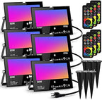 LED Flood Light Outdoor 500W Equivalent Color Changing Landscape Lighting, Timing+120 Colors Strobe+2700K Warm