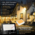 LED Flood Light Outdoor 500W Equivalent Color Changing Landscape Lighting, Timing+120 Colors Strobe+2700K Warm, alternate