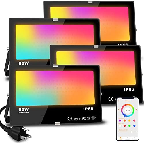 LED Flood Light Outdoor 800W Equivalent 8000LM RGB Landscape Lighting
