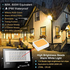 LED Flood Light Outdoor 800W Equivalent Bluetooth Smart Color Change Landscape Lighting DIY-Scene+RGB, alternate view 2