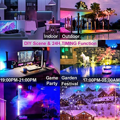 LED Flood Light Outdoor 800W Equivalent Bluetooth Smart Color Change Landscape Lighting DIY-Scene+RGB, alternate view 4