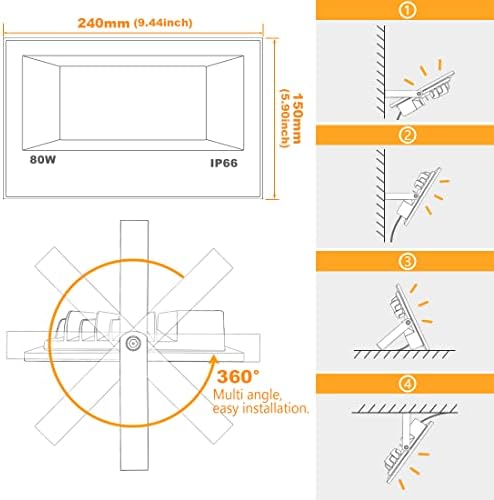 LED Flood Light Outdoor 80W, 800W Equivalent RGB Landscape Lighting, alternate view 7