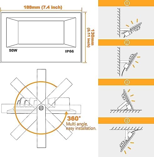 LED Flood Light Outdoor RGB Stage Lights Color Changing 500W Equivalent 2700k Warm White 5000LM(Remote Control, alternate