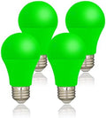 LED Green Color Light Bulb - 9W(60W Equivalent), A19 with E26 Base, 4 Pack