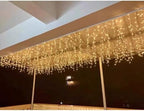 LED Icicle Christmas Lights, 13FT 120 LEDs 8 Modes Extendable Eaves Short Curtain Twinkle Dangling Fairy String, alternate