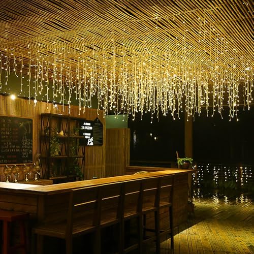 LED Icicle Christmas Lights, 13FT 96 LEDs Fairy String Lights Extendable Curtain 8 Modes Dangling Twinkle, alternate view 2