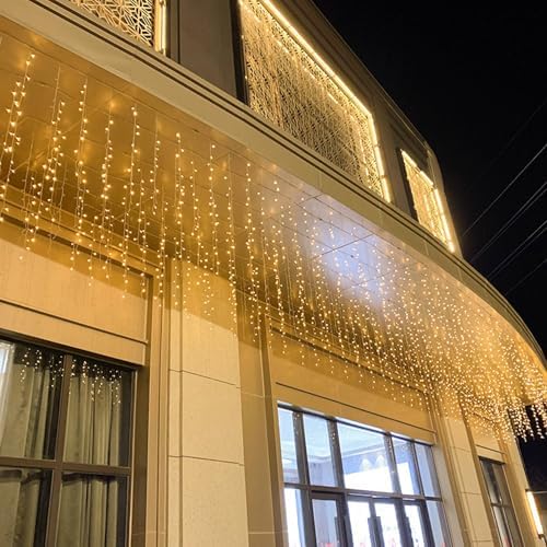 LED Icicle Christmas Lights, 16.4FT 112 LEDs Extendable Curtain 8 Modes Twinkle Novelty Christmas Long Window, alternate view