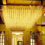 LED Icicle Christmas Lights, 16.4FT 168 LEDs 8 Modes Extendable Eaves Short Curtain Twinkle Dangling Fairy