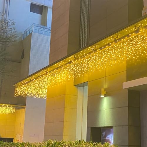 LED Icicle Christmas Lights, 16.4FT 168 LEDs 8 Modes Extendable Eaves Short Curtain Twinkle Dangling Fairy, alternate view 2