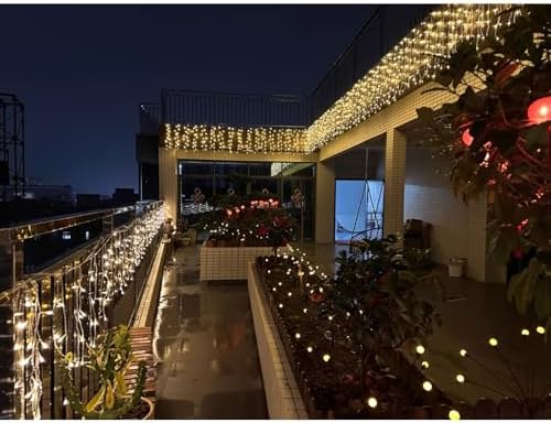 LED Icicle Christmas Lights, 16.4FT 168 LEDs 8 Modes Extendable Eaves Short Curtain Twinkle Dangling Fairy, alternate view 5