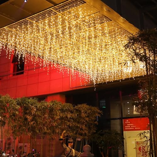 LED Icicle Christmas Lights, 16.4FT 216 LEDs Fairy Extendable Curtain 8 Modes Dangling Twinkle Novelty Hanging, alternate