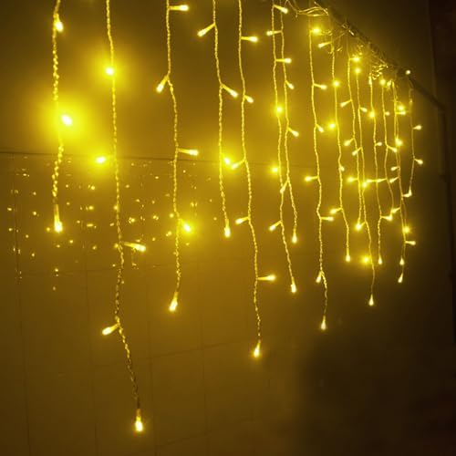 LED Icicle Christmas Lights, 16.4FT 216 LEDs Fairy Extendable Curtain 8 Modes Dangling Twinkle Novelty Hanging, alternate