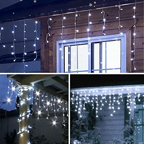 LED Icicle Lights, 13FT 96 LEDs 8 Modes Window Curtain Extendable Fairy Christmas Ceiling Dangling Hanging, alternate view 2