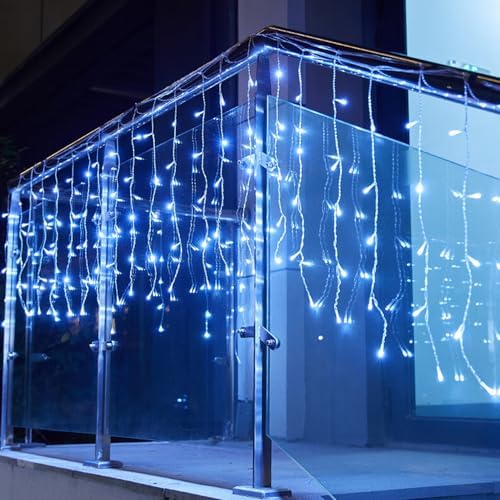 LED Icicle Lights, 13FT 96 LEDs 8 Modes Window Curtain Extendable Fairy Christmas Ceiling Dangling Hanging, alternate view 3