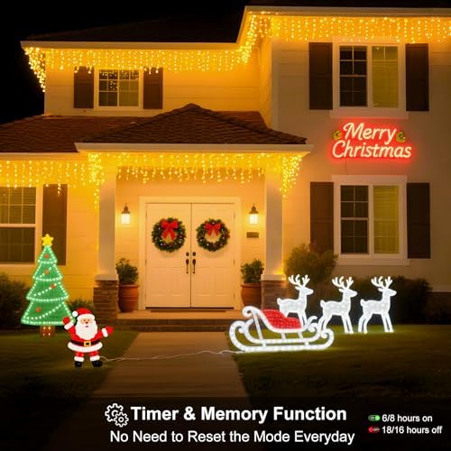 LED Icicle Lights for Outdoor Christmas Decorations,118Ft 1200 LEDs Christmas Fairy Light with Timer&Memory, alternate view 4