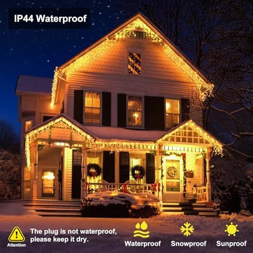 LED Icicle Lights for Outdoor Christmas Decorations,118Ft 1200 LEDs Christmas Fairy Light with Timer&Memory, alternate view 5
