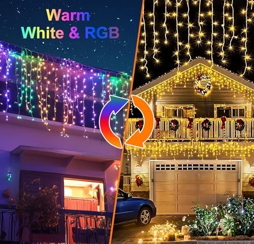 LED Icicle Lights for Outdoor Christmas Decorations,32.8Ft 400 LEDs Color Changing Christmas Fairy Light, APP &, alternate