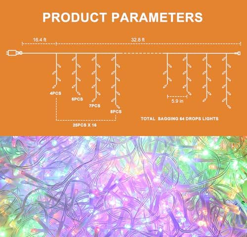 LED Icicle Lights for Outdoor Christmas Decorations,32.8Ft 400 LEDs Color Changing Christmas Fairy Light, APP &, alternate