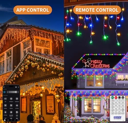 LED Icicle Lights for Outdoor Christmas Decorations,32.8Ft 400 LEDs Color Changing Christmas Fairy Light, APP &, alternate