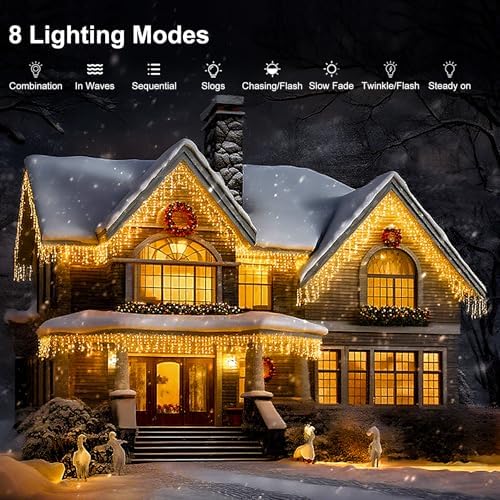 LED Icicle Lights for Outdoor Christmas Decorations,98.4Ft 1000 LEDs Christmas Fairy Light with Timer&Memory, alternate view