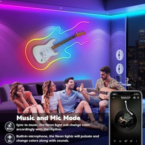 Led Neon Rope Light 50FT, Control with App/Remote, Flexible Led Rope Lights, Multiple Modes, IP68 Outdoor RGB, alternate view
