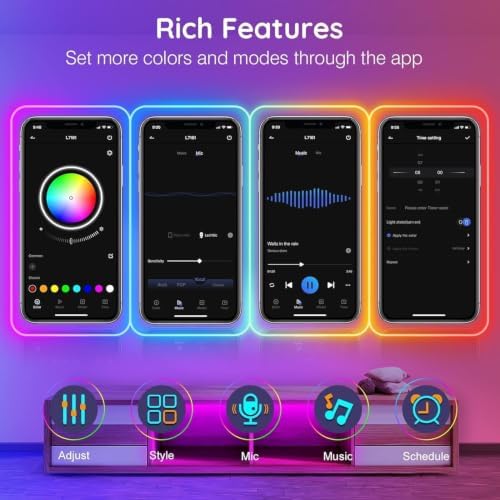 Led Neon Rope Light 50FT, Control with App/Remote, Flexible Led Rope Lights, Multiple Modes, IP68 Outdoor RGB, alternate view